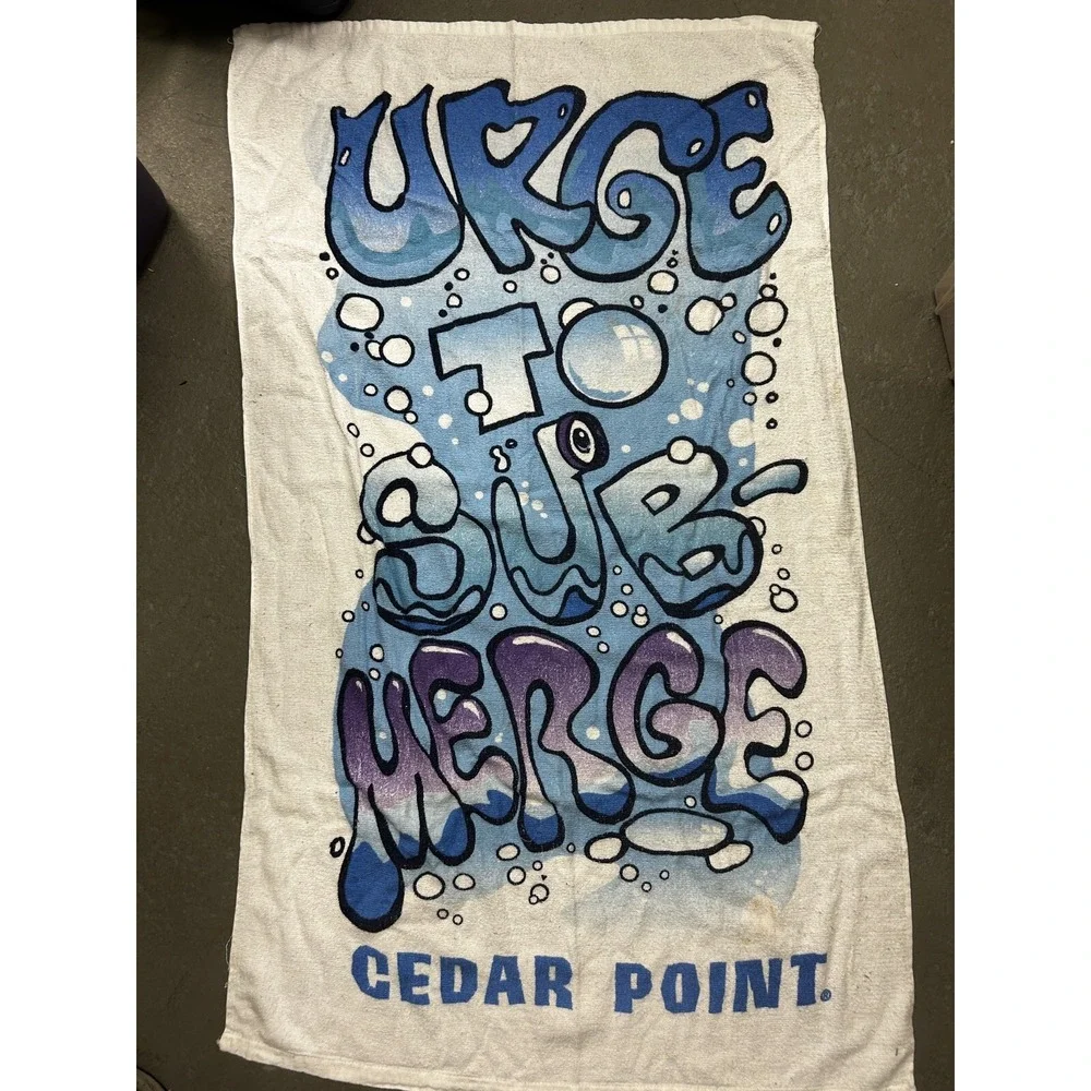 Vintage Cedar Point Beach Towel 80s Amusement‎ Park Theme Ohio